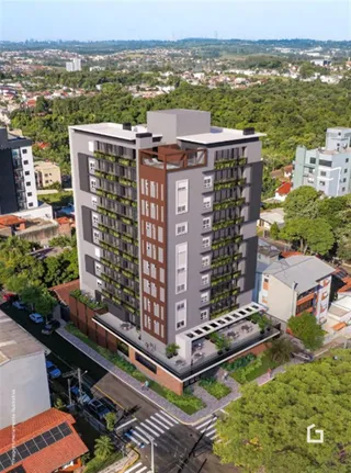 Vista aérea de um edifício residencial em Lajeado, Brasil.