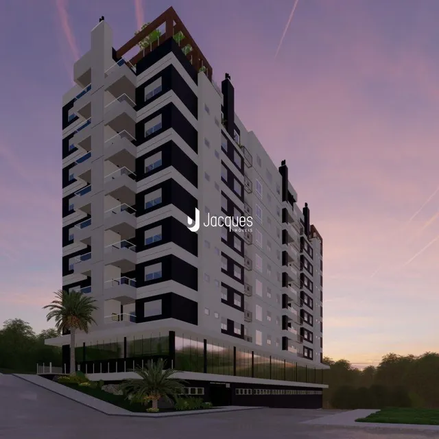 Fachada de um prédio residencial moderno em Lajeado, Brasil.
