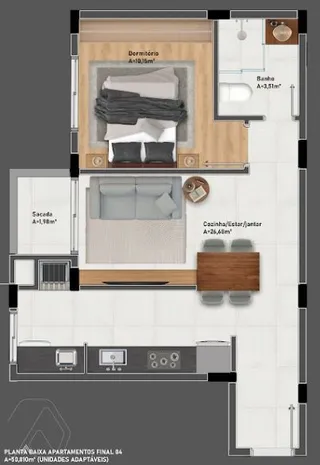 Apartamento com 1 dormitório, foto 22