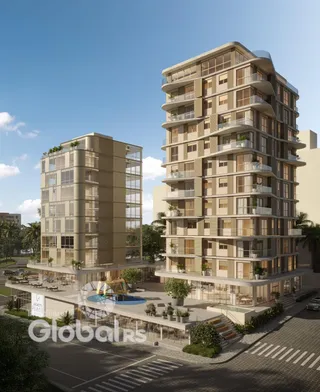 Fachada de um edifício residencial moderno em Lajeado, Brasil.