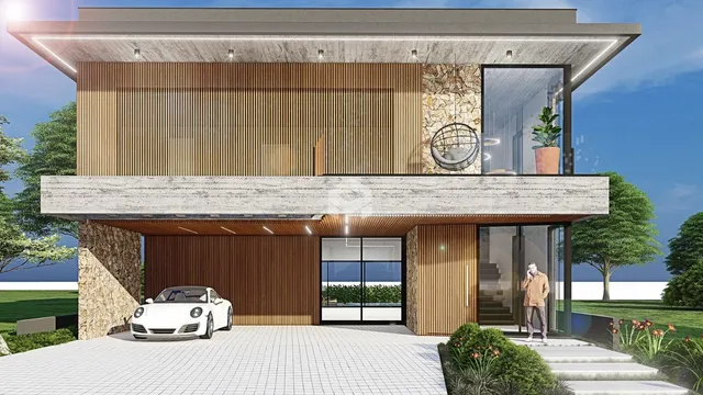 fachada moderna de uma residência em Lajeado, Brasil.