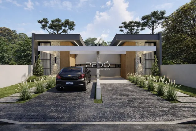 Fachada de uma residência moderna em Lajeado, Brasil.