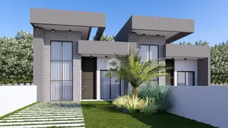 Fachada moderna de uma residência com jardim em Lajeado.
