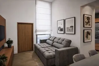 Foto da sala de estar de um imóvel em Lajeado, Brasil.
