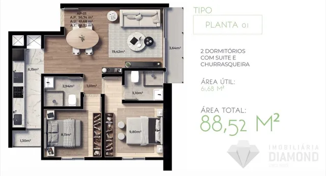 Apartamento com 2 dormitórios, foto 2