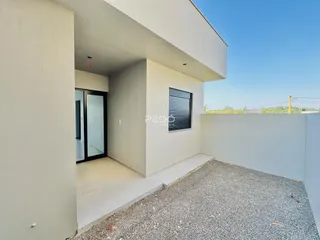 A fachada moderna de uma residência em Lajeado, Brasil.