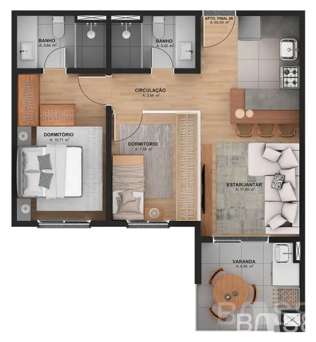 Apartamento com 3 dormitórios, foto 5