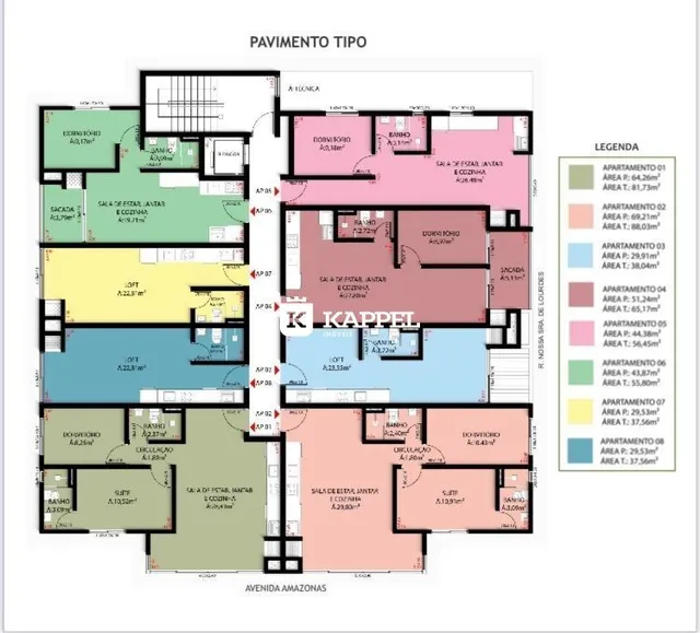 Planta baixa do apartamento mostrando a disposição dos cômodos.