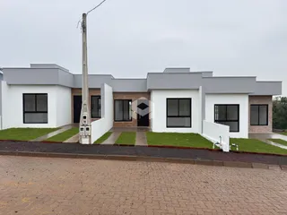 Fachada de uma casa moderna em Lajeado, Brasil.