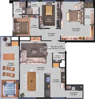 Apartamento com 3 dormitórios, foto 7