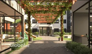 Entrada moderna de um condomínio residencial em Lajeado, Brasil.