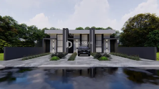 Fachada moderna de uma residência em Lajeado, Brasil.