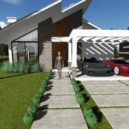 Fachada de uma residência em Lajeado, Brasil, com jardim frontal.