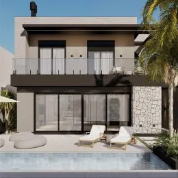 Fachada de uma casa com piscina em Lajeado, Brasil.