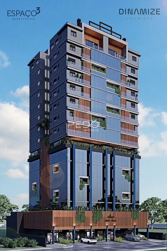 Renderização de um edifício residencial moderno em Lajeado, Brasil.