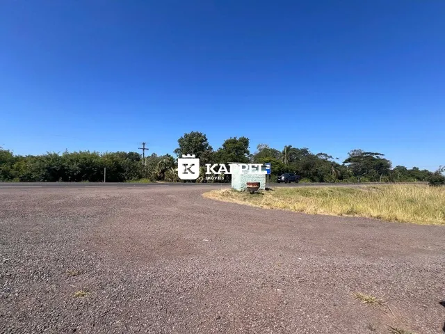 Vista externa de uma área aberta com vegetação densa ao fundo sob um céu azul.
