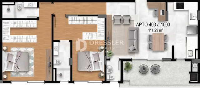 Planta baixa de um apartamento em Lajeado, Brasil.