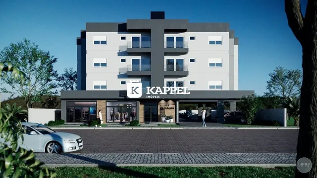 Fachada moderna de um prédio residencial em Lajeado, Brasil.