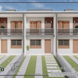 Fachada de um prédio residencial moderno com varandas.