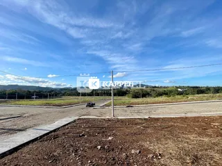 Vista panorâmica da paisagem rural com estrada no horizonte.