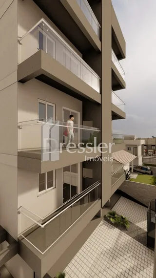 Fachada de um prédio residencial em Lajeado com varandas.