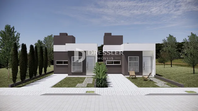 Fachada de uma casa moderna em Lajeado, Brasil.