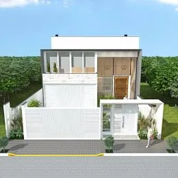 Fachada de uma residência moderna em Lajeado, Brasil.