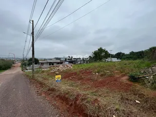 Vista da propriedade ao longo de uma estrada de terra.