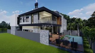 Fachada moderna de uma casa em Lajeado, Brasil, com área externa e piscina.
