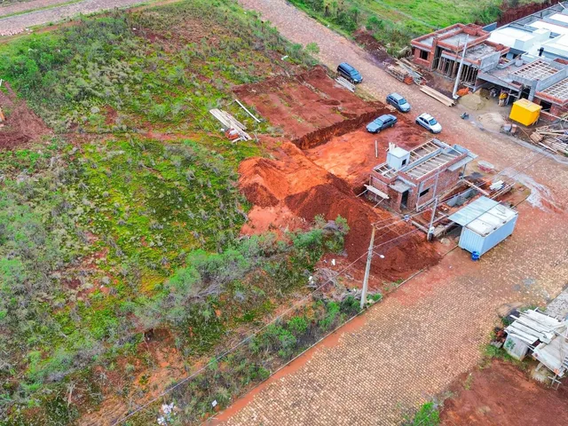 Vista aérea de um terreno em construção em Lajeado, Brasil.