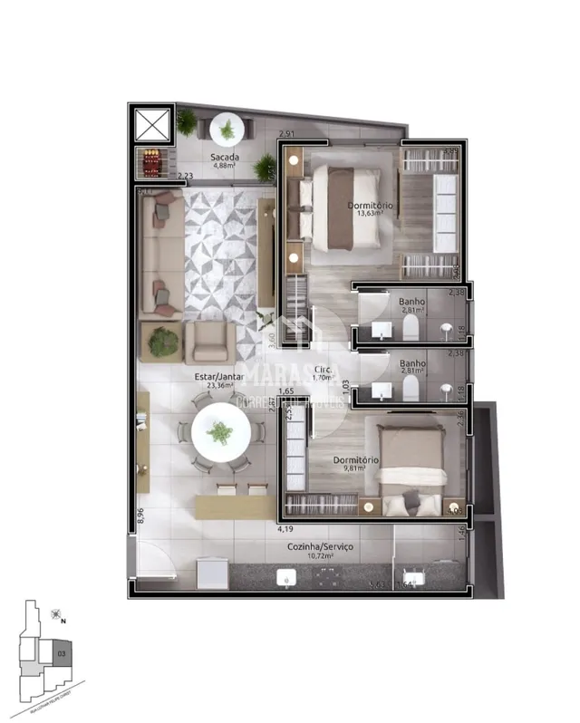 Apartamento com 2 dormitórios, foto 4