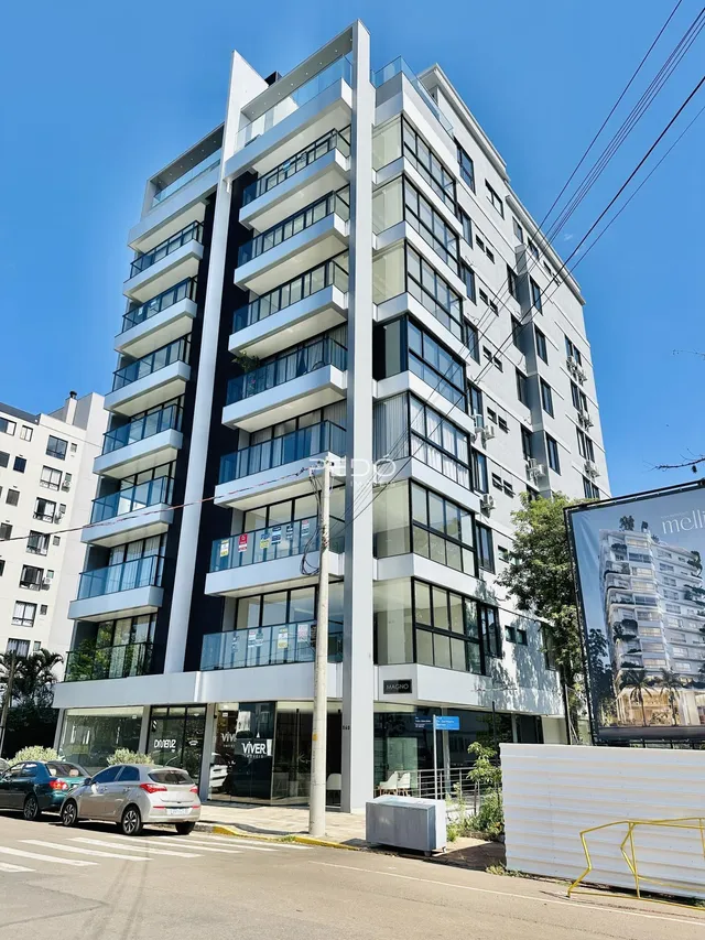 Fachada moderna de um edifício residencial em Lajeado, Brasil.