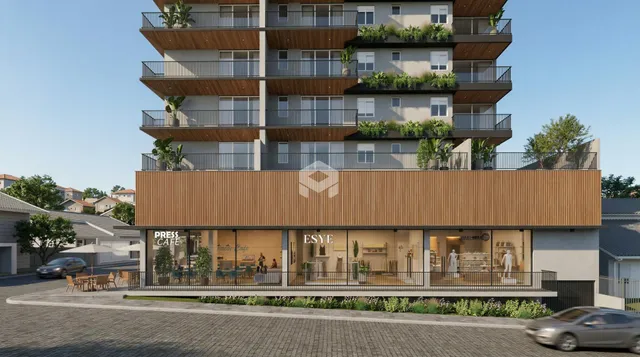 Fachada de um edifício residencial moderno em Lajeado, Brasil.