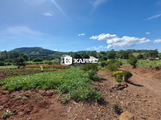 Vista panorâmica de campos e colinas verdes sob um céu azul.