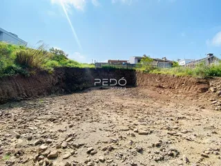 Vista de um terreno com terra exposta e vegetação ao fundo.
