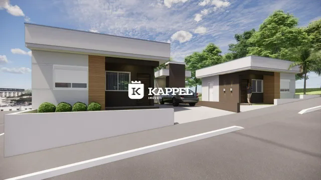 Fachada de uma casa moderna em Lajeado, Brasil.