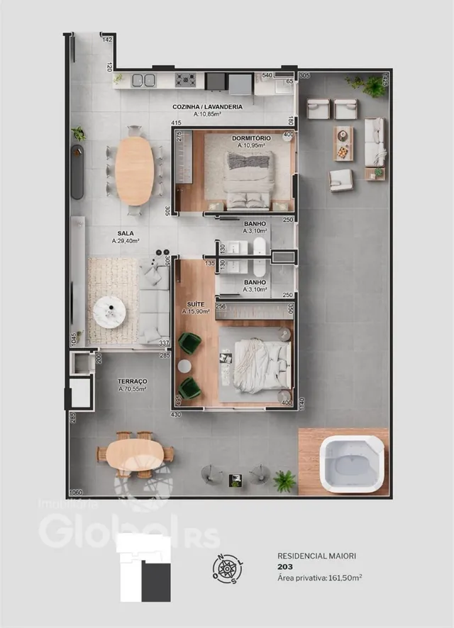 Planta baixa de um imóvel residencial em Lajeado, Brasil.