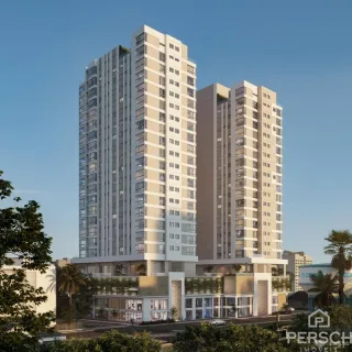 Fachada de um edifício residencial alto em Lajeado, Brasil.