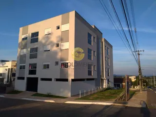 Fachada de um prédio residencial moderno em Lajeado, Brasil.