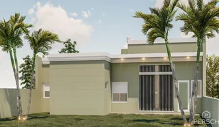 Fachada externa de uma residência em Lajeado, Brasil, com paisagismo.