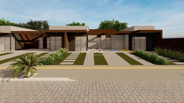 Fachada externa de uma residência moderna em Lajeado, Brasil.