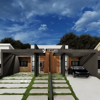 A fachada moderna de uma casa em Lajeado, Brasil.