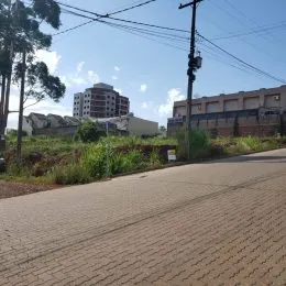 Vista externa de uma rua com vegetação e postes em Lajeado, Brasil.