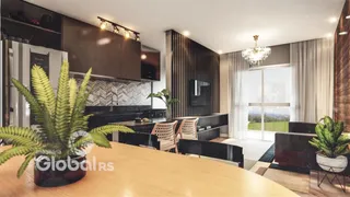 Ambiente moderno com cozinha e sala de estar em um imóvel no Brasil.