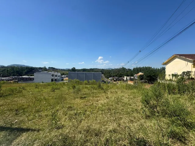 Uma paisagem de campo com vegetação alta e estruturas ao fundo.