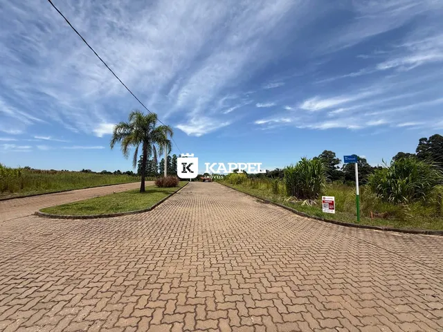 Vista da estrada de acesso de uma propriedade em Lajeado, com vegetação e céu azul.