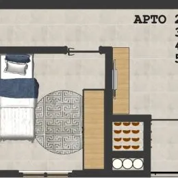 Planta baixa mostrando a disposição dos cômodos de um apartamento.