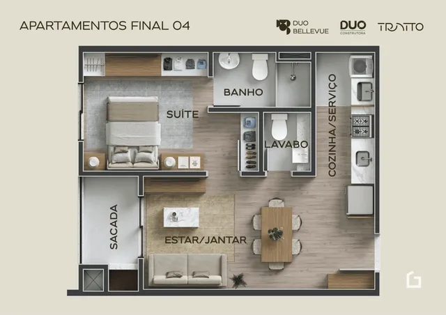 Apartamento com 1 dormitório, foto 2