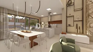 Ambiente moderno com mesa de jantar em um imóvel.