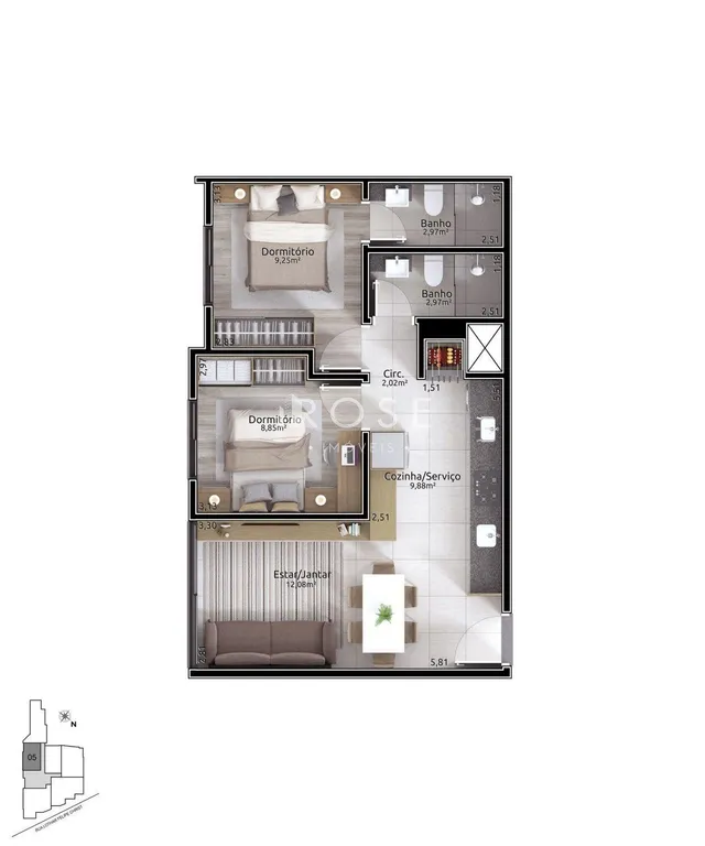 Apartamento com 2 dormitórios, foto 3